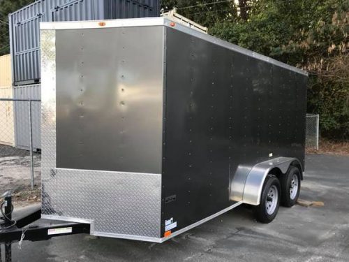 CHARCOAL GREY 7X14 TANDEM AXLE ENCLOSED TRAILER - $4002 | Motorcycle